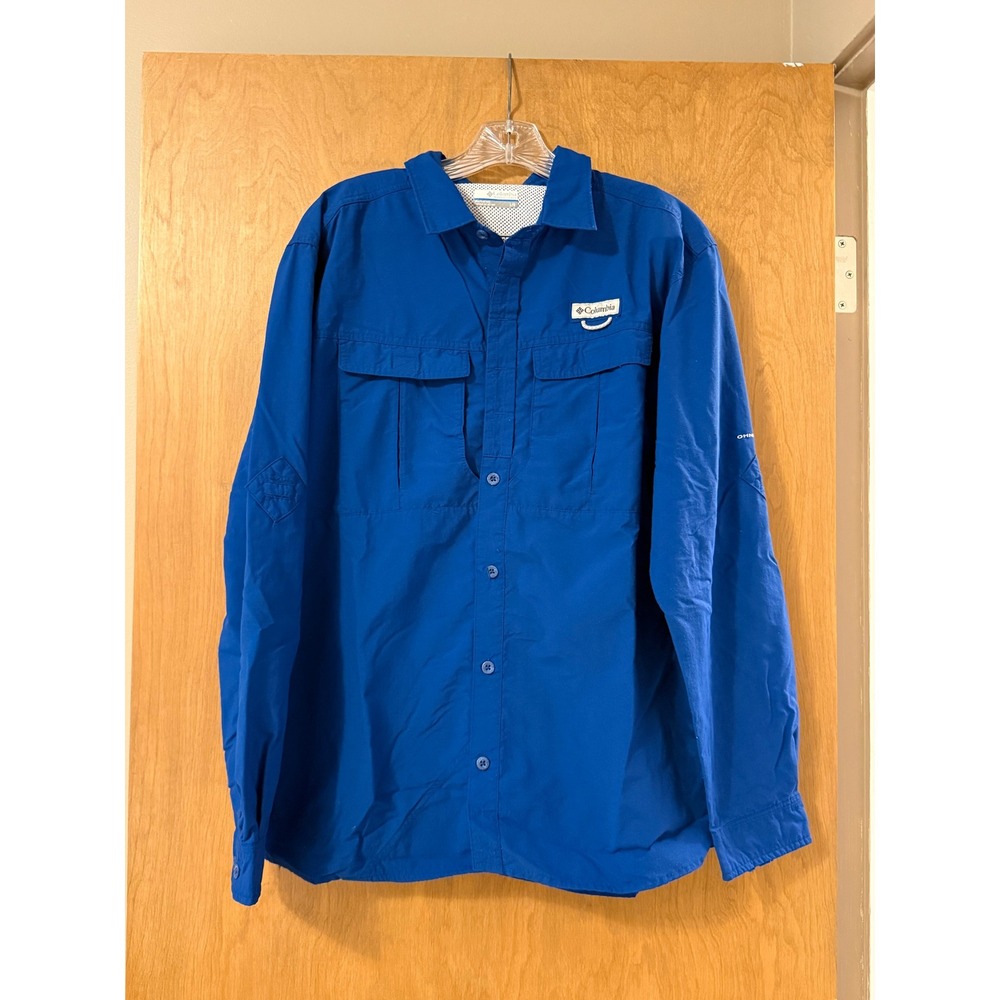 Columbia PFG Omni-Shield Vented Fishing Shirt Blue Long Sleeve Men's Large - Picture 1 of 9